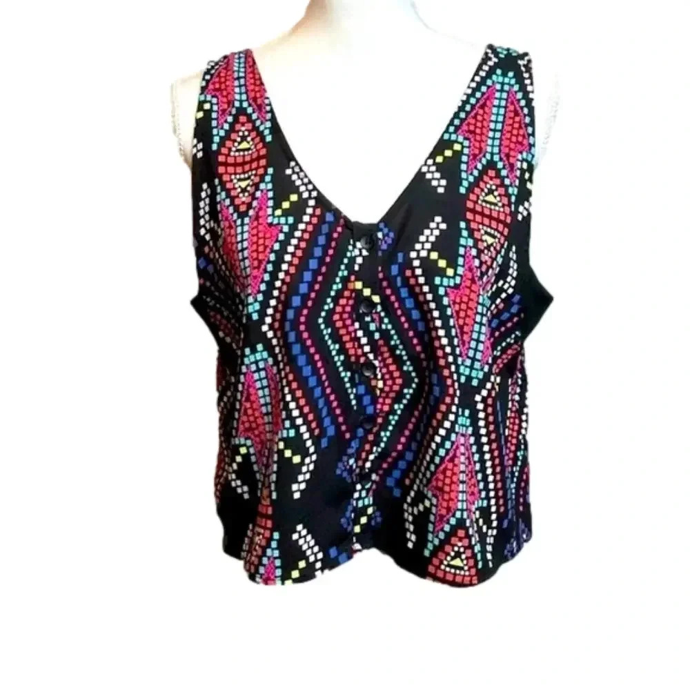XHILARATION Tribal/Aztec‎ Open Back Tank.
